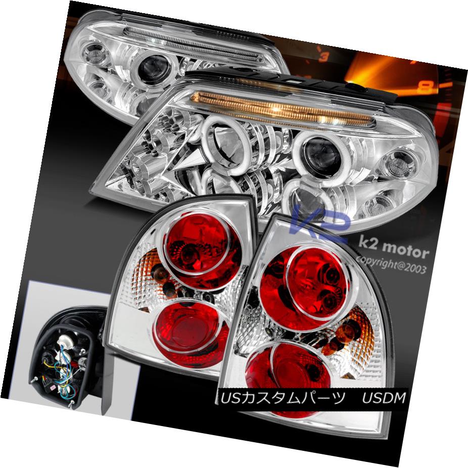 テールライト Fit 01-05 VW Passat LED DRL Halo Projector Chrome Headlights+Clear Tail Lamps フィット01-05 VWパサートLED DRLハロープロジェクタークロームヘッドライト+ Cle arテールランプ 【並行輸入品】