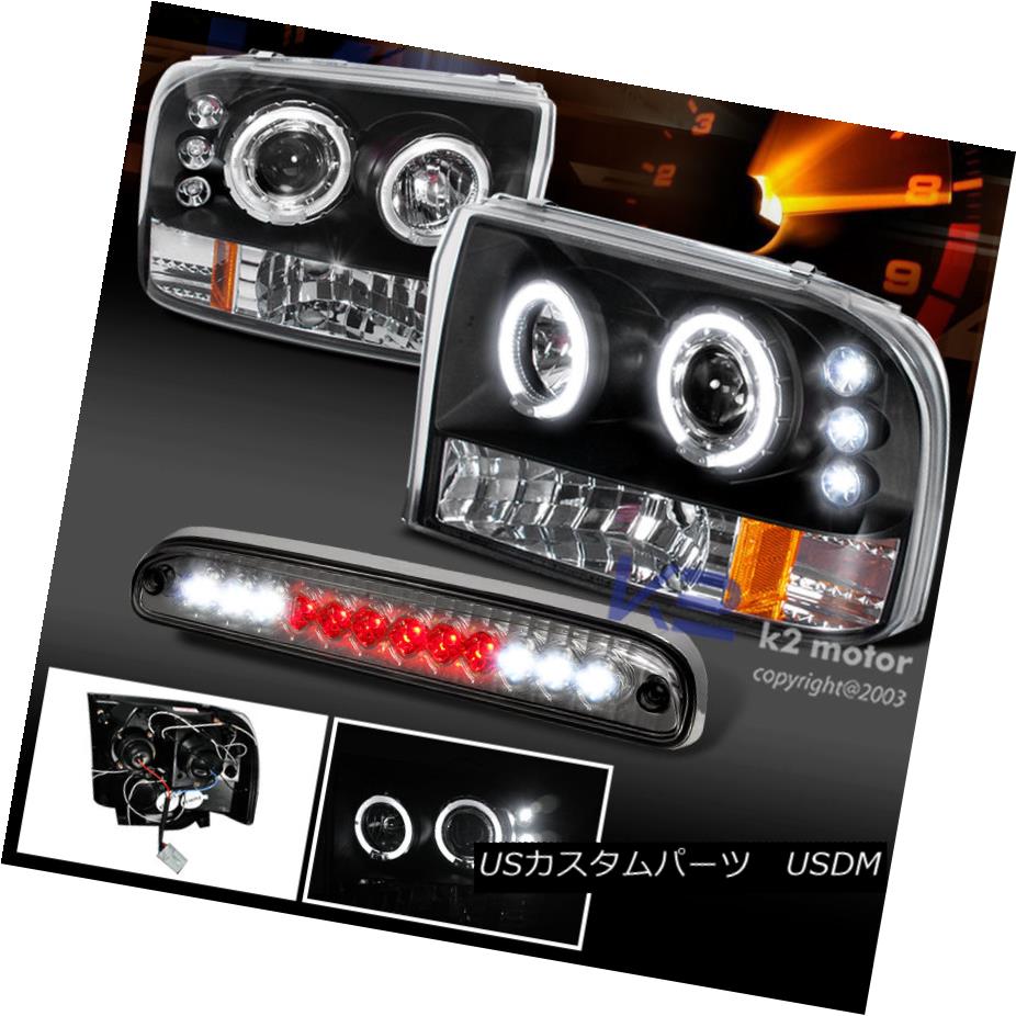 テールライト 1999-2004 Super Duty LED Halo Projector Black Headlight+3rd LED Tail Lamp Smoke 1999-2004スーパーデューティLEDハロープロジェクターブラックヘッドライト+ 3番目のLEDテールランプ煙 【並行輸入品】