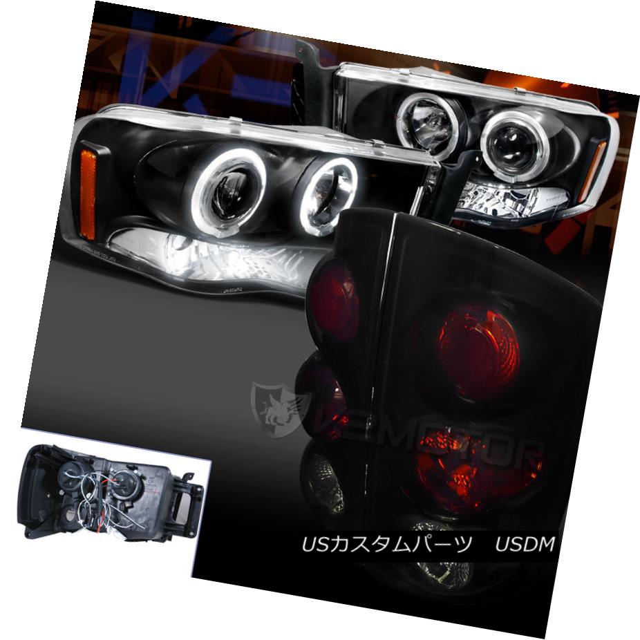 テールライト Piano Black 03-05 Ram 2500/3500 LED Halo Projector Headlights+Smoke Tail Lamp ピアノブラック03-05 Ram 2500/3500 LEDハロープロジェクターヘッドライト+スモーク keテールランプ 【並行輸入品】