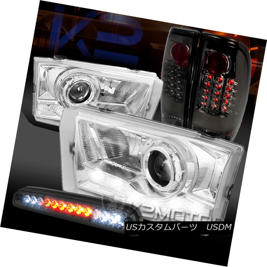 テールライト 99-04 F250 SD Clear SMD DRL Projector Headlights+Smoke Tail Lamps+LED 3rd Brake 99-04 F250 SDクリアSMD DRLプロジェクターヘッドライト+スモーキー keテールランプ+ LED第3ブレーキ 【並行輸入品】