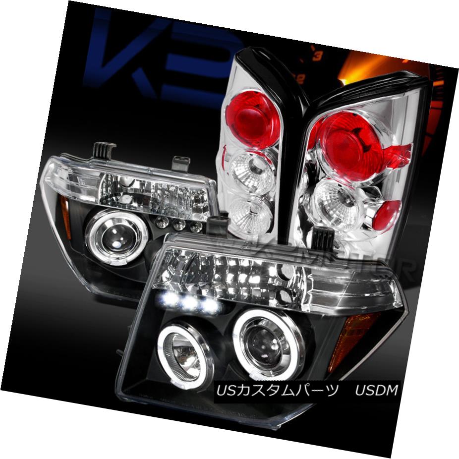 テールライト Fit 05-07 Nissan Pathfinder Black Halo LED Projector Headlights+Clear Tail Lamps フィット05-07 Nissan Pathfinder Black Halo LEDプロジェクターヘッドライト+ Cle arテールランプ 【並行輸入品】