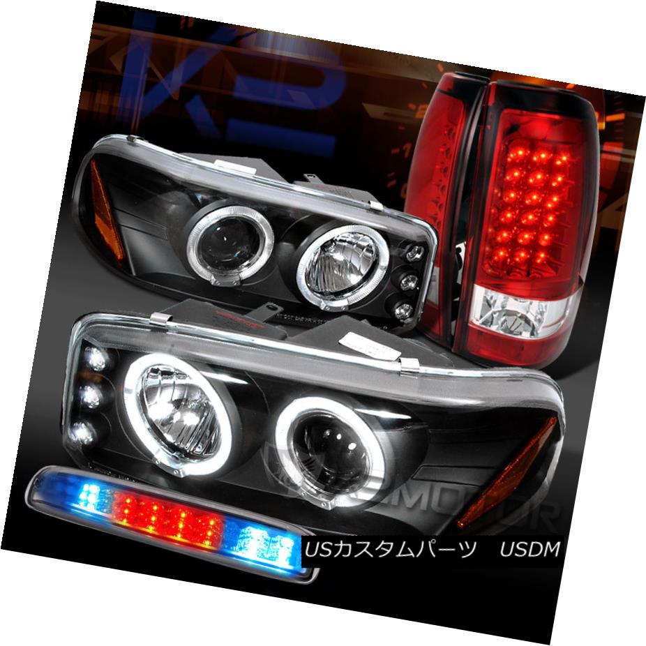 テールライト GMC 04-06 Sierra Black Projector Headlights+Red LED Tail Lamps+Clear 3rd Brake GMC 04-06シエラブラックプロジェクターヘッドライト+レッドLEDテールランプ+クリア第3ブレーキ 【並行輸入品】