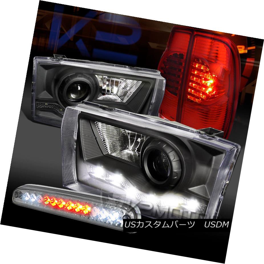 テールライト 99-04 F250 SD Black SMD DRL Projector Headlights+Red LED Tail 3rd Brake Lamps 99-04 F250 SDブラックSMD DRLプロジェクターヘッドライト+レッドLEDテール第3ブレーキランプ 【並行輸入品】