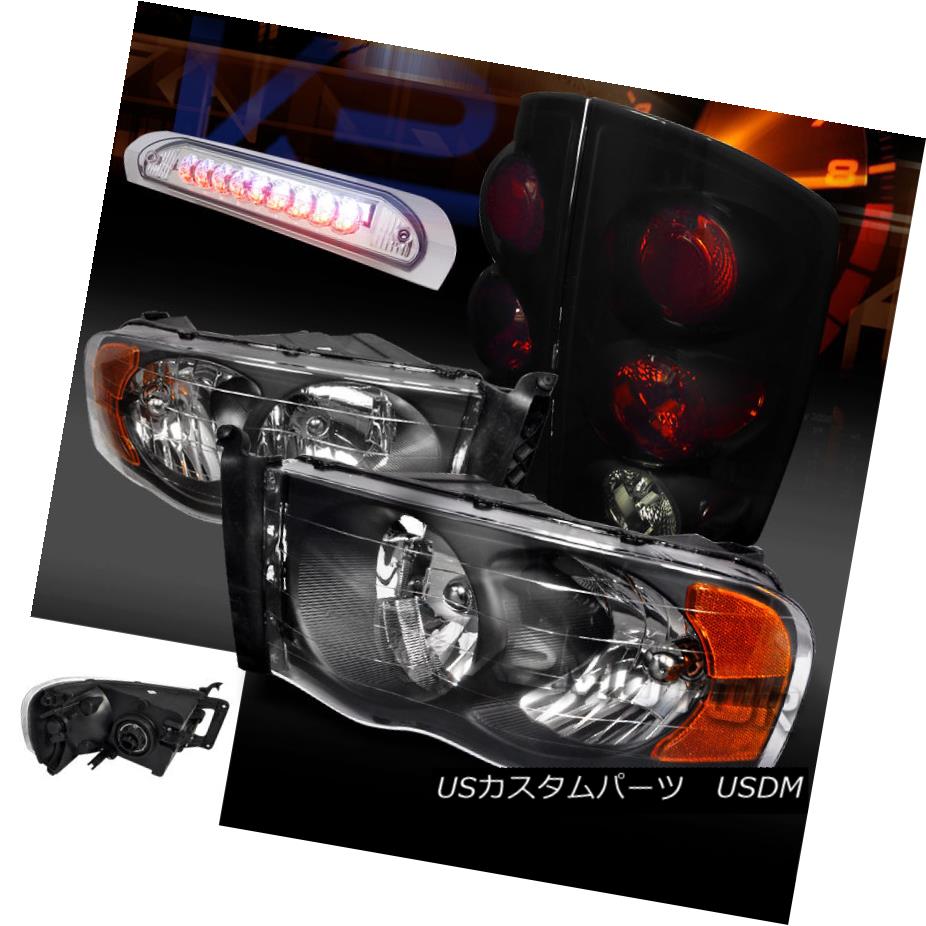 テールライト 02-05 Dodge Ram Headlights+Glossy Black Tail Lamps+Clear LED 3rd Brake Light 02-05ダッジラムヘッドライト+グロー ssyブラックテールランプ+クリアLED第3ブレーキライト 【並行輸入品】