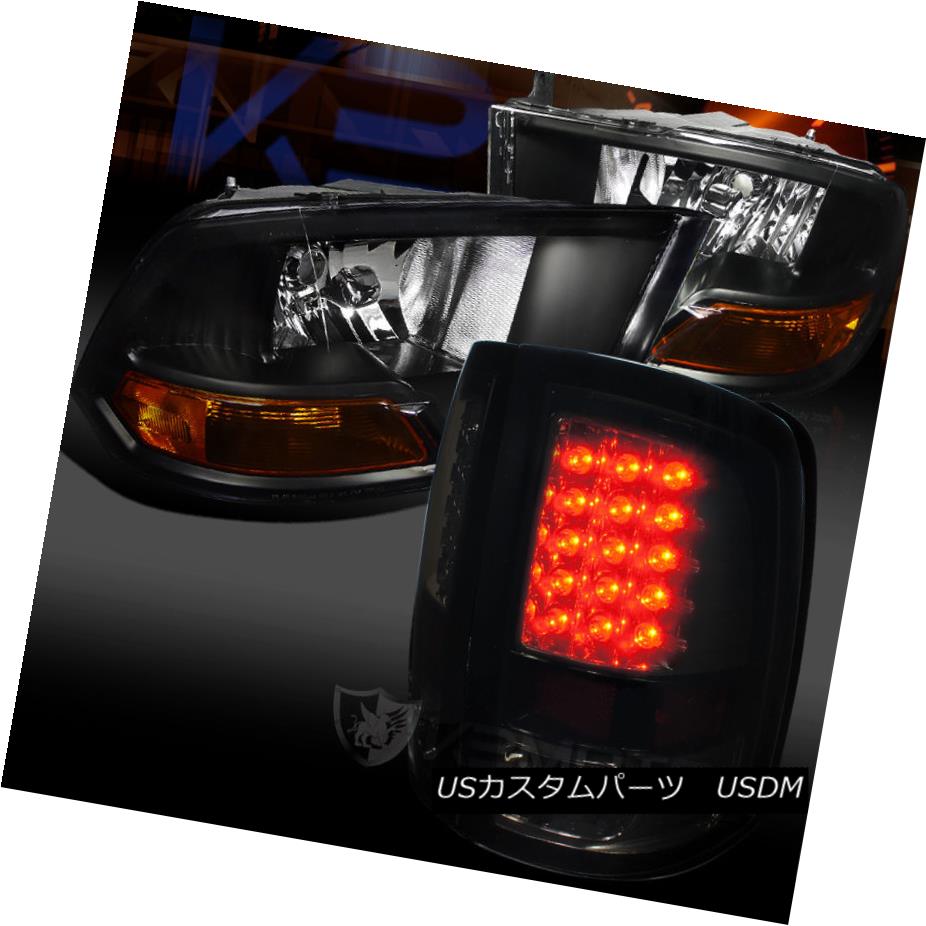 テールライト 09-17 Dodge Ram Black housing Head lights+Smoke LED Taillights 09-17ダッジラムブラックハウジングヘッドライト+スモークLEDテールライト 【並行輸入品】