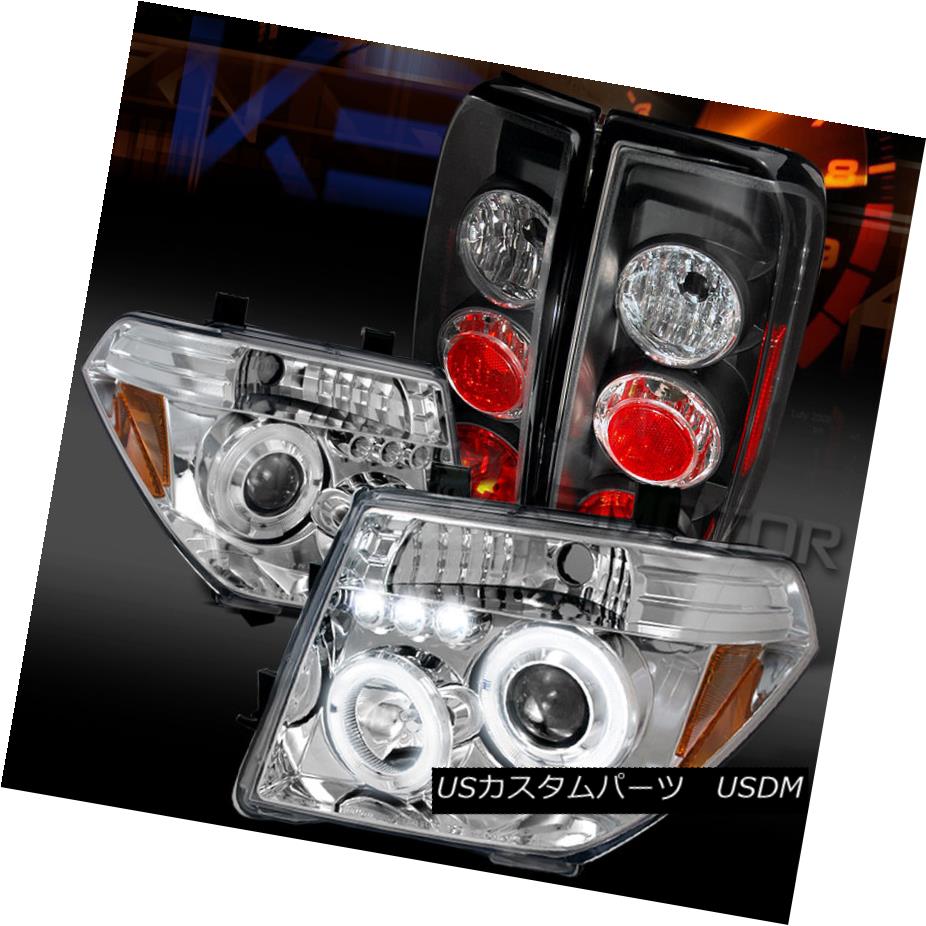 テールライト Fit 05-08 Frontier Chrome Halo LED Projector Headlights+Black Brake Tail Lamps Fit 05-08フロンティアクロームハローLEDプロジェクターヘッドライト+ Bla ckブレーキテールランプ 【並行輸入品】