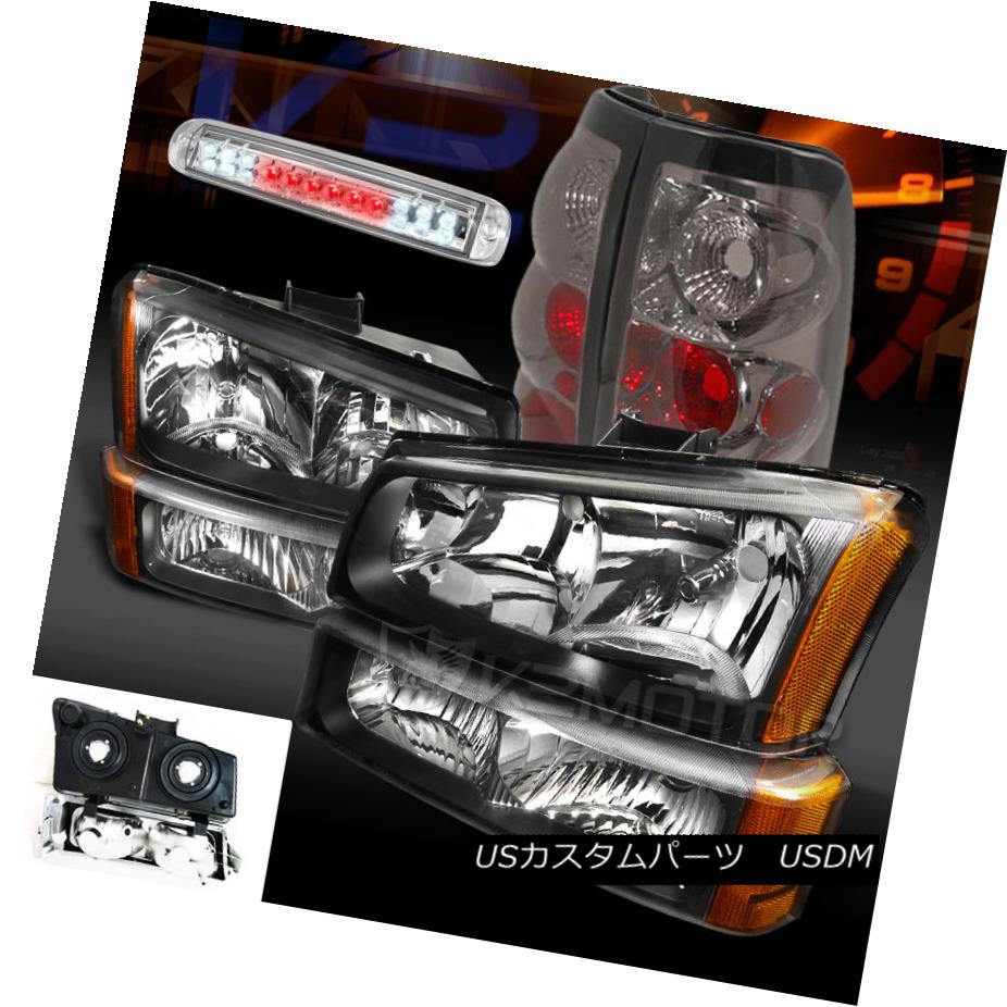 テールライト 03-06 Silverado 1500 Black Headlights Bumper Lamps+Smoke Tail Lamp LED 3rd Brake 03-06 Silverado 1500ブラックヘッドライトバンパーランプ+スモークテールランプLED 3rdブレーキ 【並行輸入品】