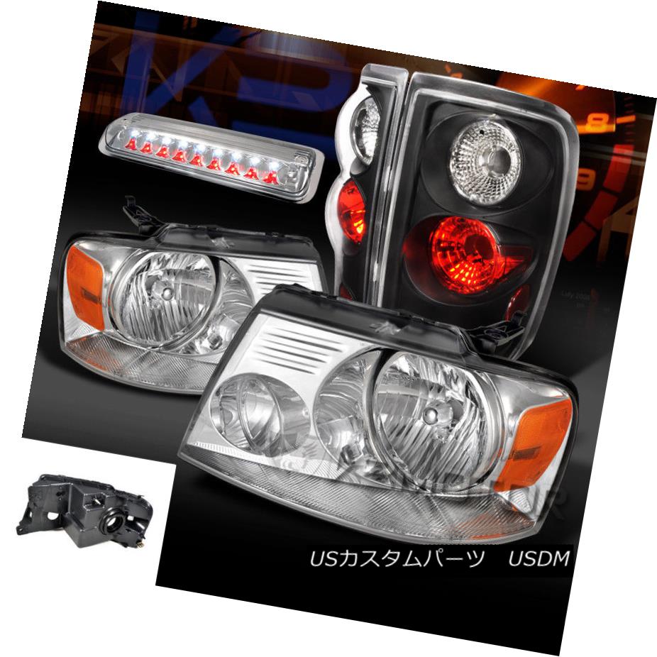 テールライト 04-08 F150 Chrome Headlights+Clear LED 3rd Brake Lamp+Black Tail Lights 04-08 F150クロームヘッドライト+ Cle ar LED第3ブレーキランプ+ブラックテールライト 【並行輸入品】