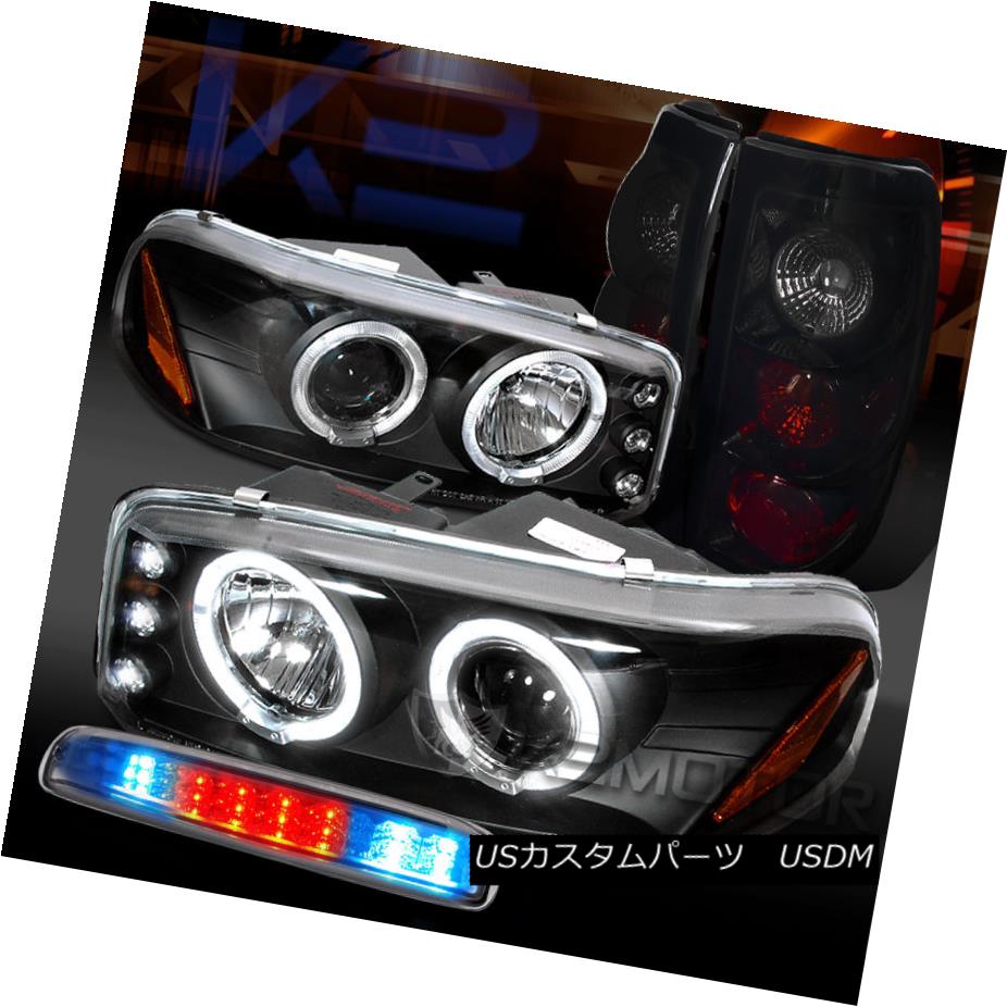 テールライト 99-03 GMC Sierra Projector Headlights+Clear LED 3rd Brake+Glossy Black Tail Lamp 99-03 GMC Sierraプロジェクターヘッドライト+ Cle ar LED第3ブレーキ+光沢のあるブラックテールランプ 【並行輸入品】