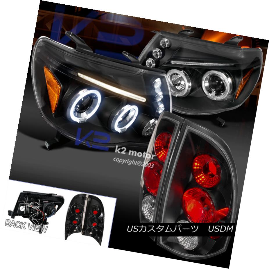テールライト 05-08 TOYOTA TACOMA BLACK HALO LED PROJECTOR HEADLIGHT+REAR BRAKE TAIL LAMP 05-08トヨタタコマブラックハローLEDプロジェクターヘッドライト+リアブレーキテールランプ 【並行輸入品】