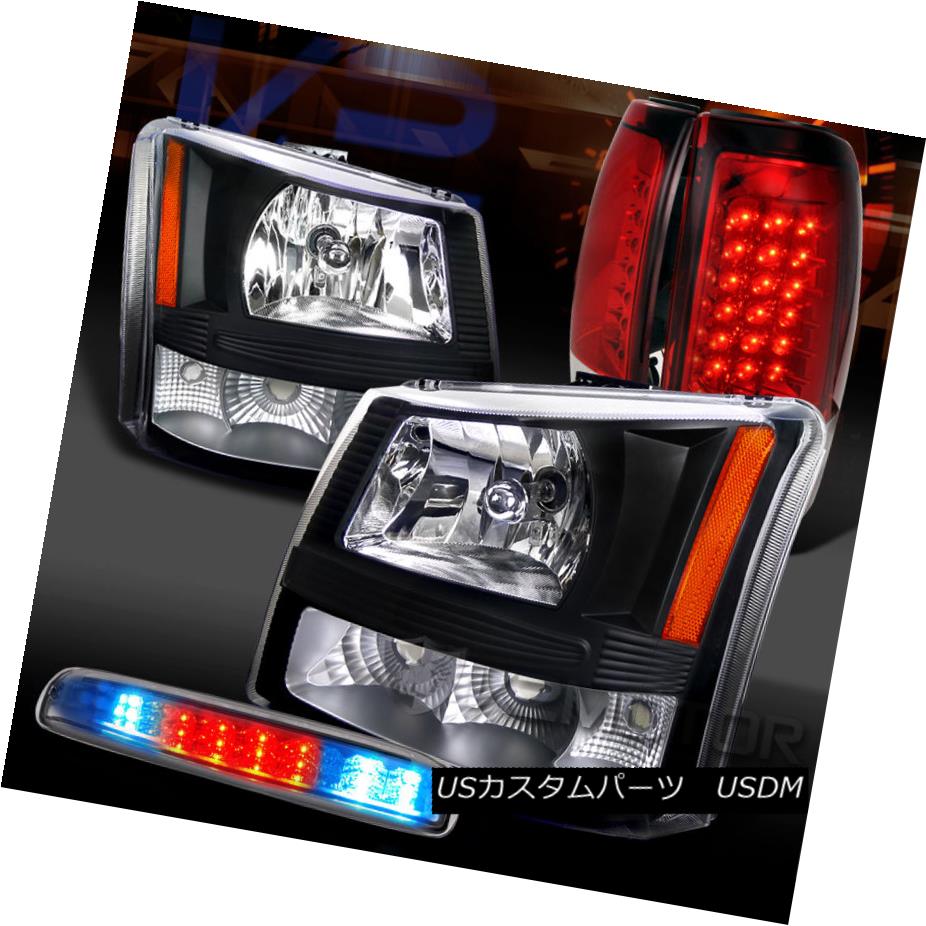 テールライト 03-06 Silverado 1500 Black Headlights+Red LED Tail Lamps+Clear LED 3rd Brake 03-06 Silverado 1500ブラックヘッドライト+レッドLEDテールランプ+クリアLED第3ブレーキ 【並行輸入品】