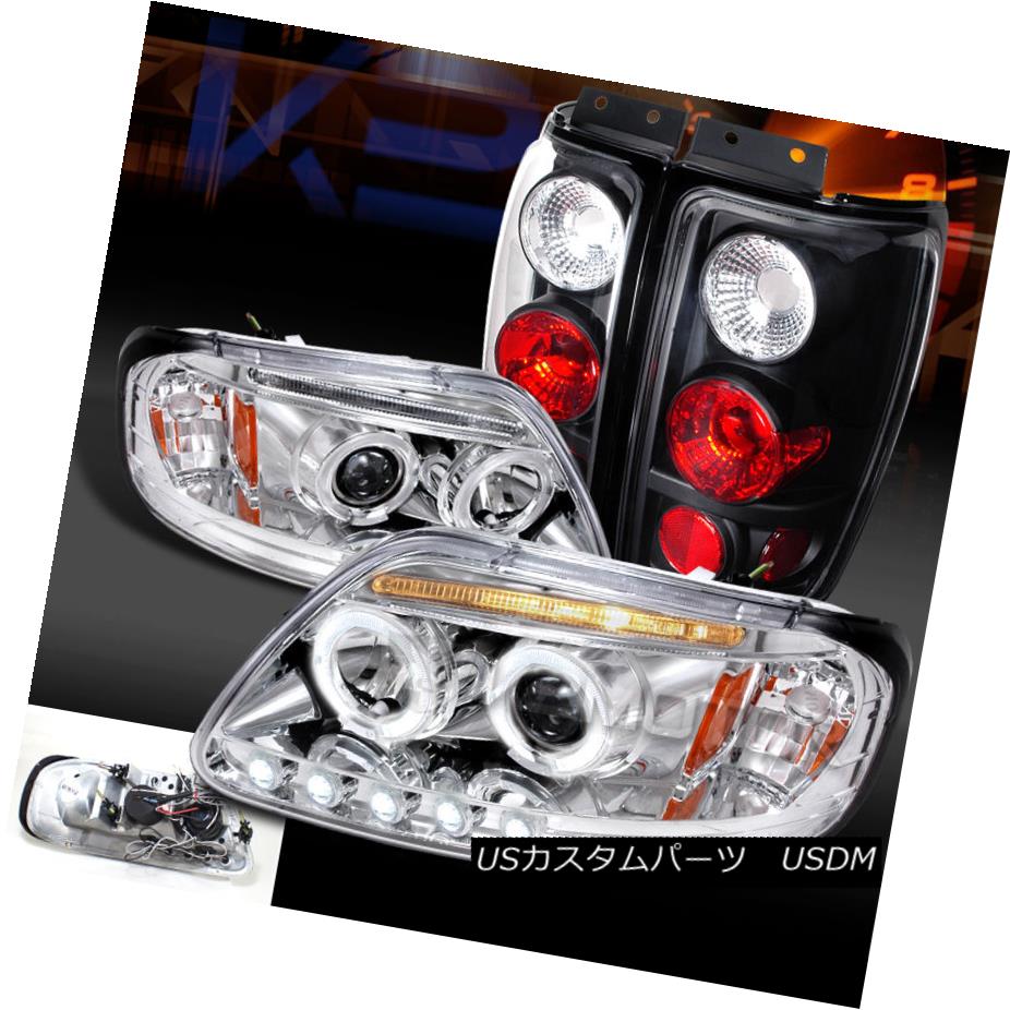 テールライト 97-02 Expedition Chrome Dual Halo LED Projector Headlights+Black Tail Lamps 97-02遠征クロームデュアルハローLEDプロジェクターヘッドライト+ Bla ckテールランプ 【並行輸入品】