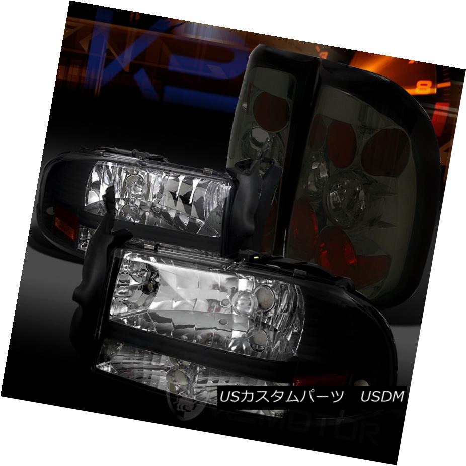 テールライト 97-04 Dodge Dakota Black 1PC Style Headlights+Smoke Rear Tail Lamps 97-04ダッジダコタブラック1PCスタイルヘッドライト+スモール keリアテールランプ 【並行輸入品】