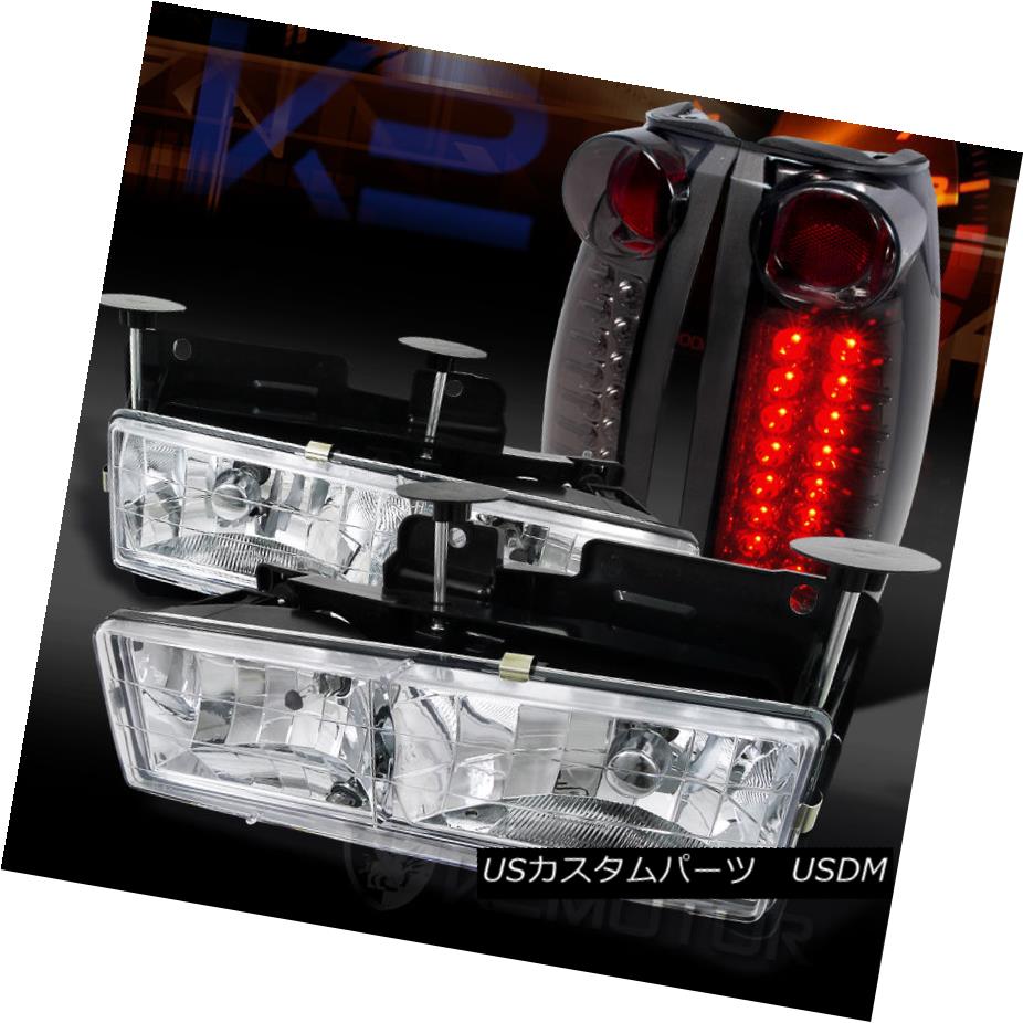 テールライト 88-98 Chevy/GMC C/K C10 Truck Chrome Headlights+Smoke LED Tail Lamps 88-98シボレー/ GMC C / K C10トラッククロームヘッドライト+スモーク ke LEDテールランプ 【並行輸入品】