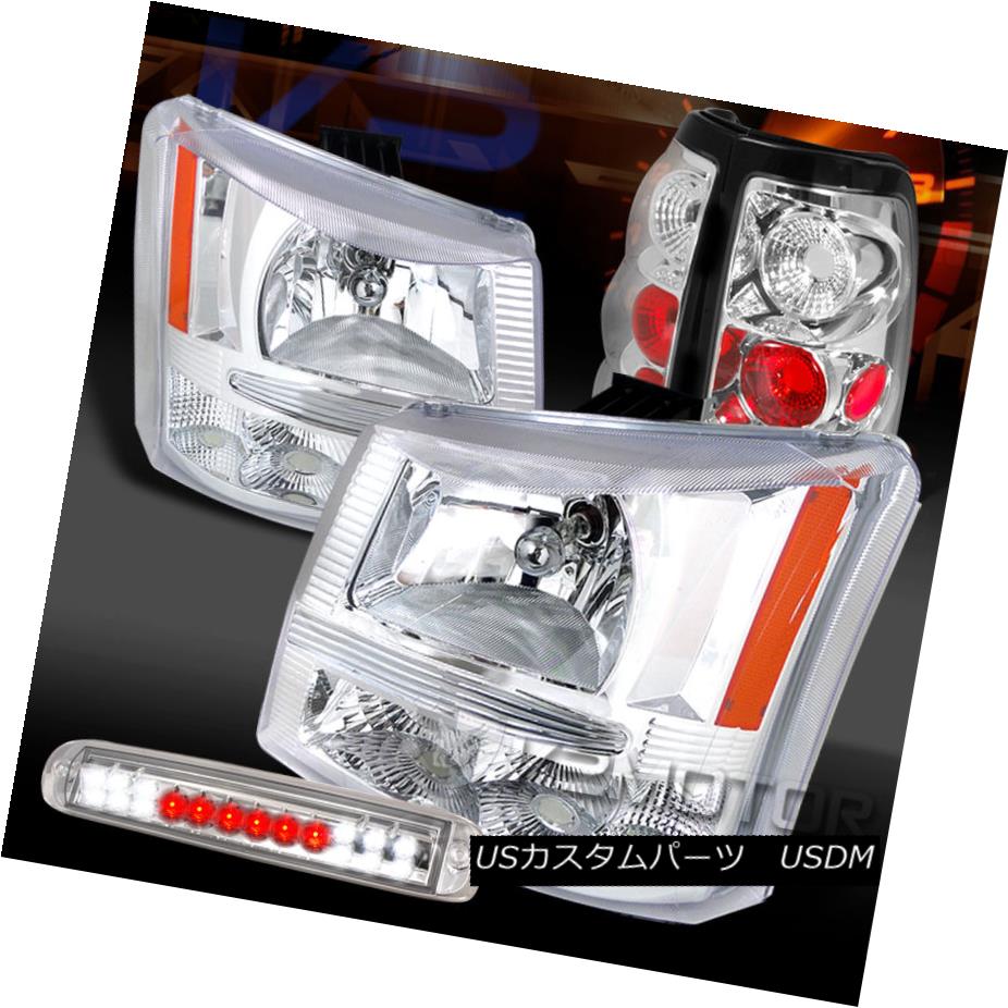 テールライト 03-06 Silverado 1500 Chrome Headlights+LED 3rd Brake Light+Clear Tail Lamps 03-06 Silverado 1500 Chromeヘッドライト+ LED第3ブレーキライト+クリアテールランプ 【並行輸入品】