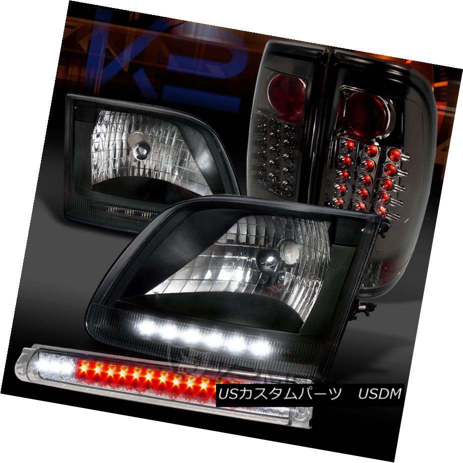 テールライト 97-03 Ford F150 Black LED Headlights+Smoke LED Tail Lights+Clear 3rd Brake Light 97-03フォードF150ブラックLEDヘッドライト+スモール ke LEDテールライト+クリア第3ブレーキライト 【並行輸入品】