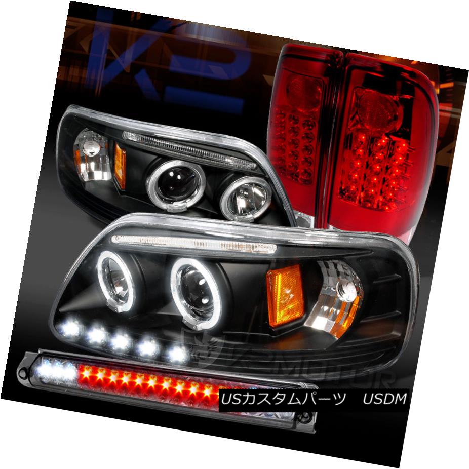 テールライト 97-03 F150 Black Halo Projector Headlights+Red LED Tail Lamp+Smoke LED 3rd Brake 97-03 F150ブラックハロープロジェクターヘッドライト+レッドLEDテールランプ+スモークLED第3ブレーキ 【並行輸入品】