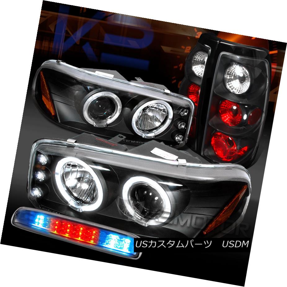 テールライト 99-03 GMC Sierra Black Projector Headlights+Tail Lamps+Clear LED 3rd Brake 99-03 GMC Sierraブラックプロジェクターヘッドライト+タイ lランプ+クリアLED第3ブレーキ 【並行輸入品】