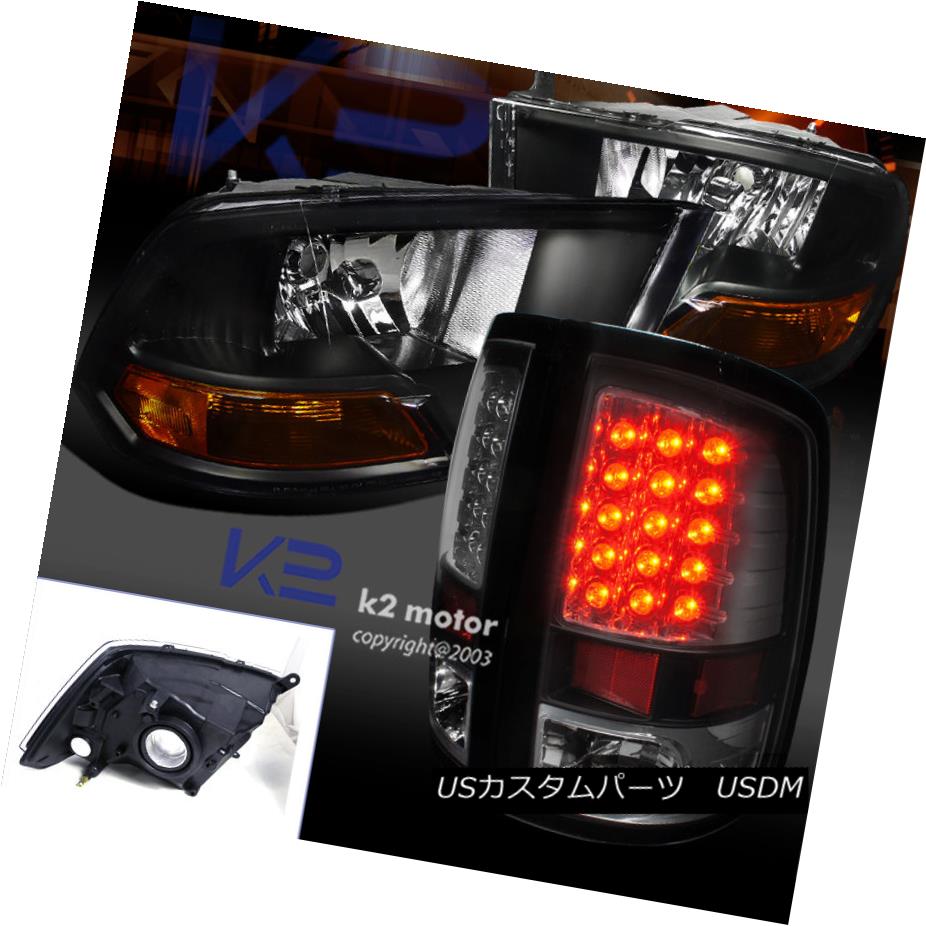テールライト 2009-2017 Ram Euro Black Headlights W/Turn Signal Lights+Led Tail Brake Lamps 2009-2017ラムユーロブラックヘッドライトW /ターンシグナルライト+ Ledテールブレーキランプ 【並行輸入品】