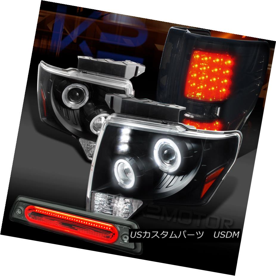 テールライト 09-14 F150 Black Halo Projector Headlights+Smoke LED Tail Lamps+LED 3rd Brake 09-14 F150ブラックハロープロジェクターヘッドライト+スモール ke LEDテールランプ+ LED第3ブレーキ 【並行輸入品】