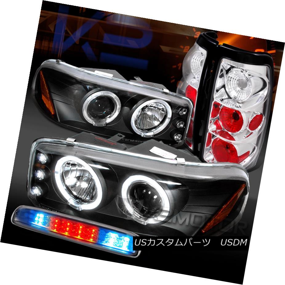 テールライト 99-03 GMC Sierra Black Projector Headlights+Chrome Tail LED 3rd Brake Lamps 99-03 GMC Sierra Blackプロジェクターヘッドライト+ Chr omeテールLED第3ブレーキランプ 【並行輸入品】