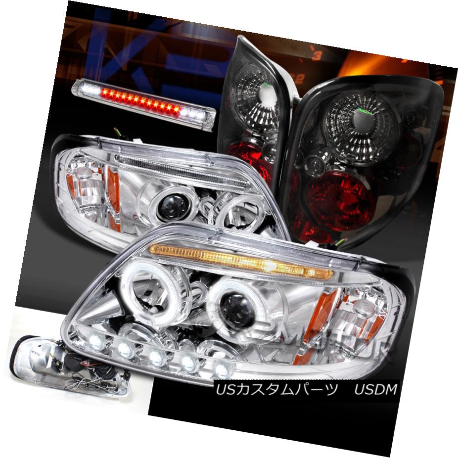 テールライト 97-00 F150 Chrome Halo Projector Headlights+LED 3rd Brake Lamp+Smoke Tail Lights 97-00 F150クロームハロープロジェクターヘッドライト+ LED第3ブレーキランプ+煙テールライト 【並行輸入品】