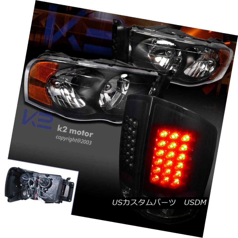 テールライト 02-05 Dodge Ram 1500 Black Headlights+Glossy Black LED Brake Tail Light 02-05ダッジラム1500ブラックヘッドライト+グロー ssyブラックLEDブレーキテールライト 【並行輸入品】