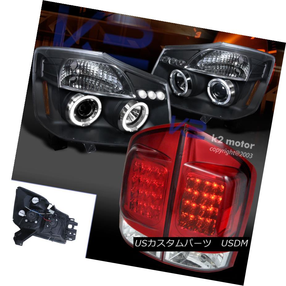 テールライト For 05-07 Armada Black Halo LED Projector Headlights+Red Tail Brake Lamps 05-07 Armada Black Halo LEDプロジェクターヘッドライト+レッドテールブレーキランプ 【並行輸入品】