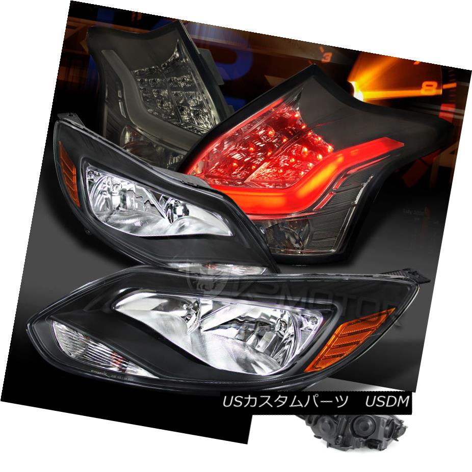 テールライト Ford 12-14 Focus Crystal Black Amber Headlights+Smoke LED Tail Brake Lamps フォード12-14フォーカスクリスタルブラックアンバーヘッドライト+スモール ke LEDテールブレーキランプ 【並行輸入品】