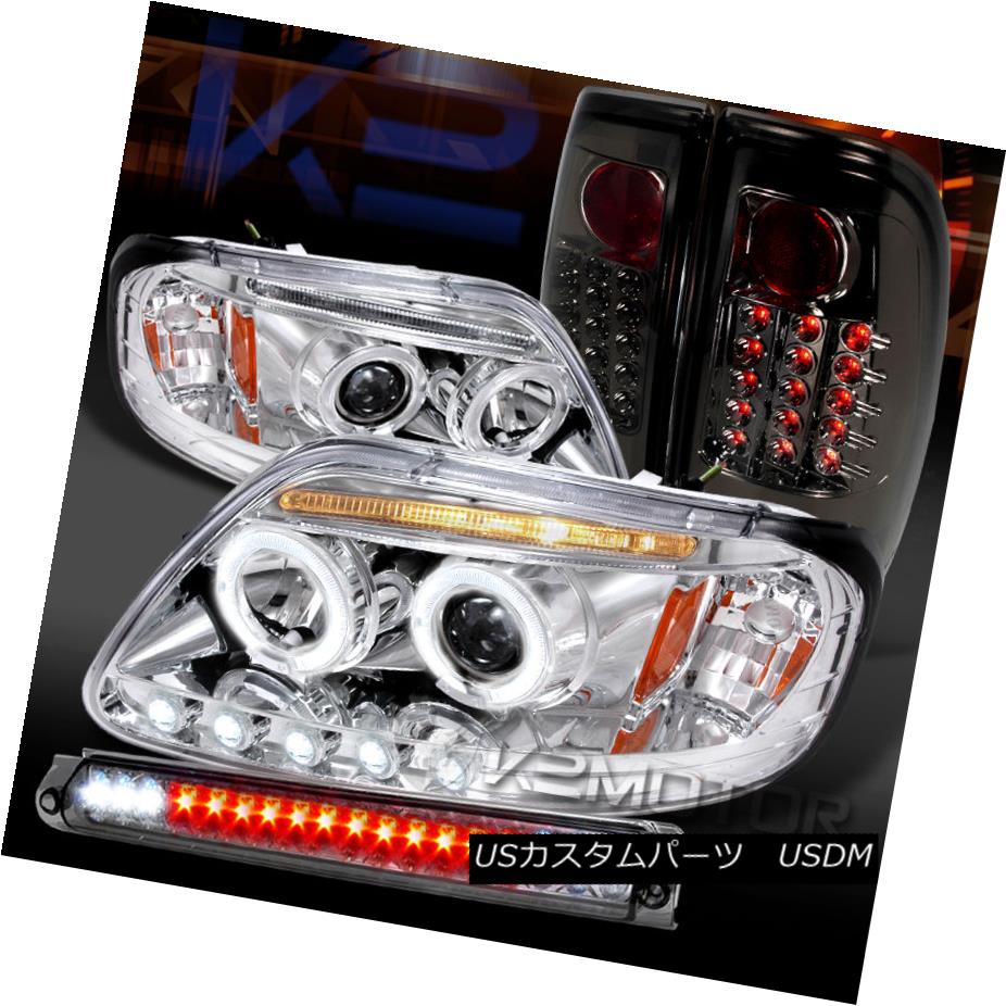 テールライト 97-03 F150 Chrome LED Projector Headlights+Smoke LED Tail Lights+3rd Brake Light 97-03 F150クロームLEDプロジェクターヘッドライト+スモール ke LEDテールライト+第3ブレーキライト 【並行輸入品】
