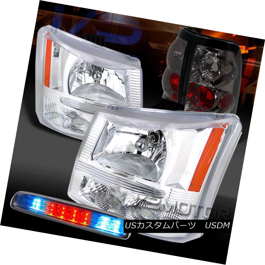 テールライト 03-06 Silverado 1500 Clear Headlights+LED 3rd Stop Lamp+Smoke Tail Lamps 03-06 Silverado 1500クリアヘッドライト+ LED 3ストップランプ+スモークテールランプ 【並行輸入品】