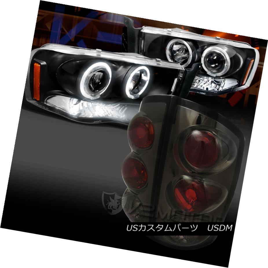 テールライト 02-05 Dodge Ram Black Halo Projector Headlights+Red LED Tail Lights Head 02-05ダッジラムブラックハロープロジェクターヘッドライト+レッドLEDテールライトヘッド 【並行輸入品】