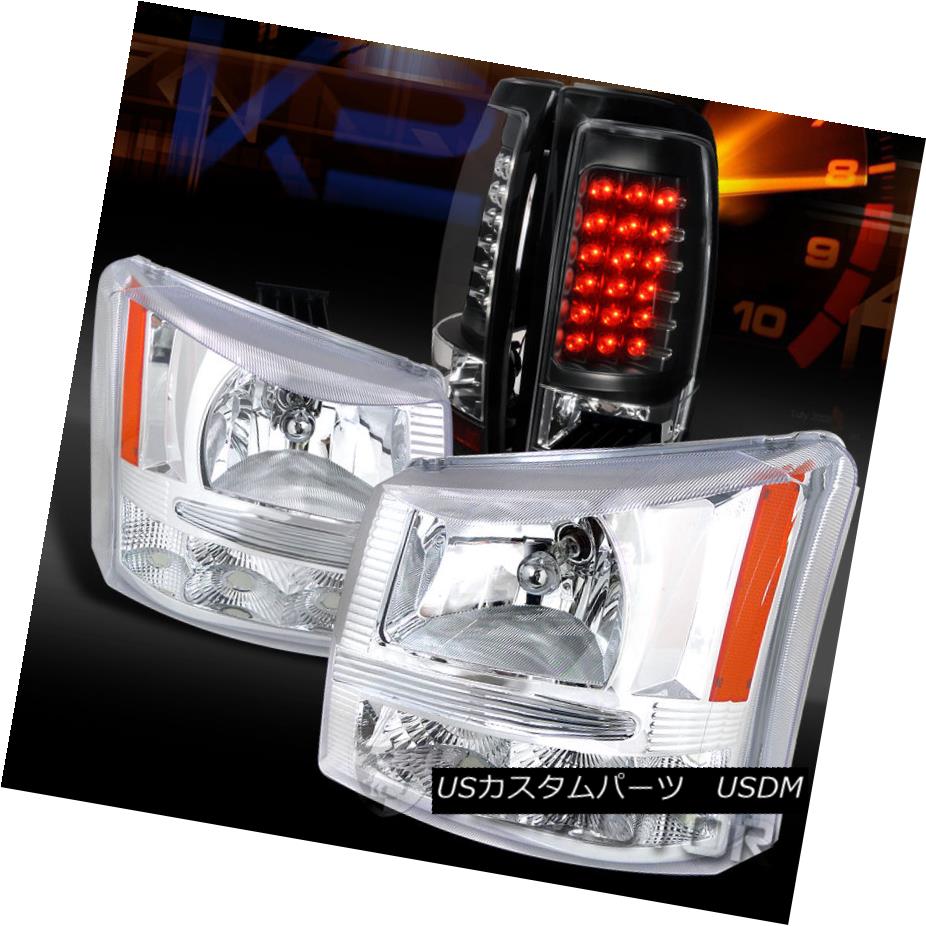 テールライト 03-06 Chevy Silverado Pickup Chrome Headlights+Black LED Tail Lamps 03-06 Chevy Silveradoピックアップクロームヘッドライト+ Bla ck LEDテールランプ 【並行輸入品】