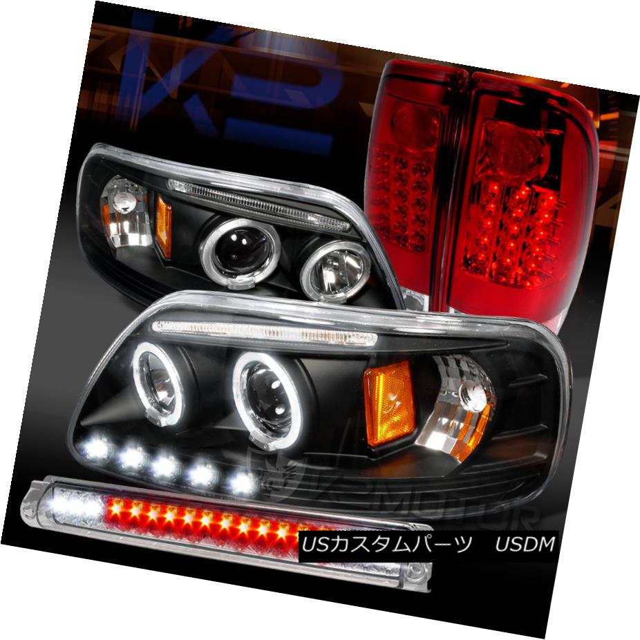 テールライト 97-03 F150 Black Halo Projector Headlights+Red Tail Lamps+Clear LED 3rd Brake 97-03 F150ブラックハロープロジェクターヘッドライト+レッドテールランプ+クリアLED第3ブレーキ 【並行輸入品】