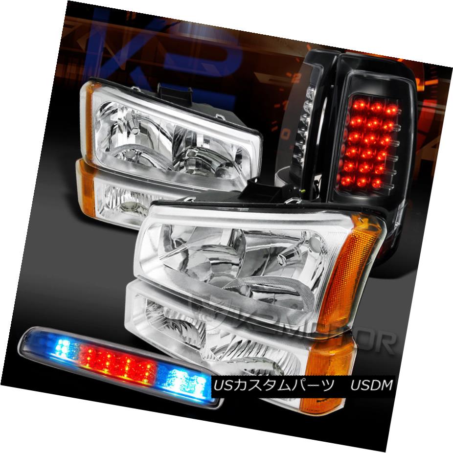 テールライト 03-06 Silverado Chrome Head Bumper Lamp+LED 3rd Brake Light+Black LED Tail Lamps 03-06 Silveradoクロームヘッドバンパーランプ+ LED第3ブレーキライト+ブラックLEDテールランプ 【並行輸入品】