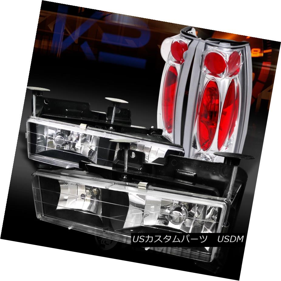 テールライト 88-98 Chevy/GMC C/K C10 Truck Black Headlights+Chrome Rear Tail Lamps 88-98シボレー/ GMC C / K C10トラックブラックヘッドライト+ Chr omeリアテールランプ 【並行輸入品】