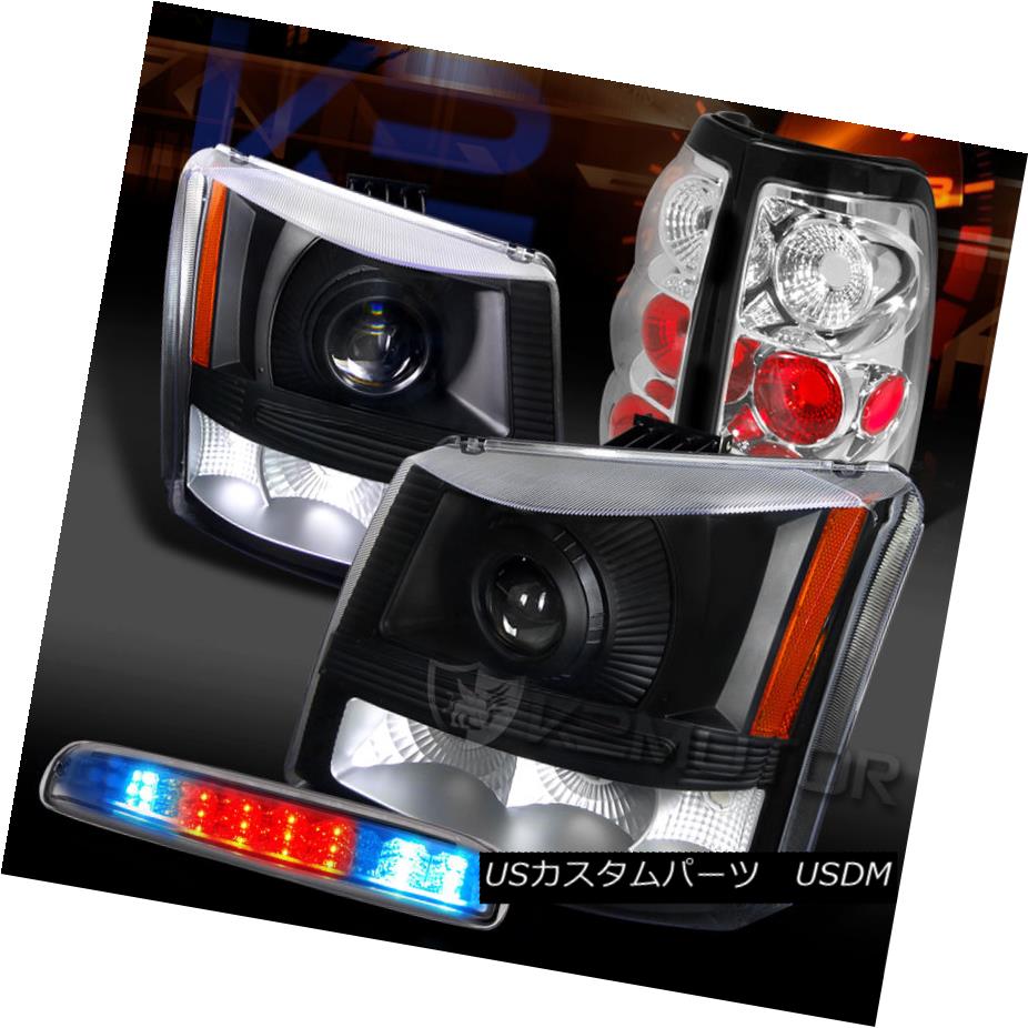 テールライト 03-06 Silverado 1500 Black Projector Headlights+Clear Tail LED 3rd Stop Lamps 03-06 Silverado 1500ブラックプロジェクターヘッドライト+ Cle arテールLED第3ストップランプ 【並行輸入品】