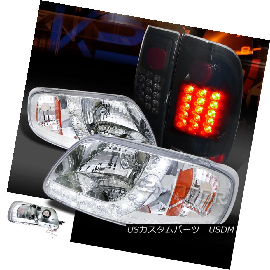 テールライト 97-03 F150 Styleside Chrome SMD DRL Headlights+Glossy Black LED Tail Lamps 97-03 F150 Styleside Chrome SMD DRLヘッドライト+グロー ssyブラックLEDテールランプ 【並行輸入品】