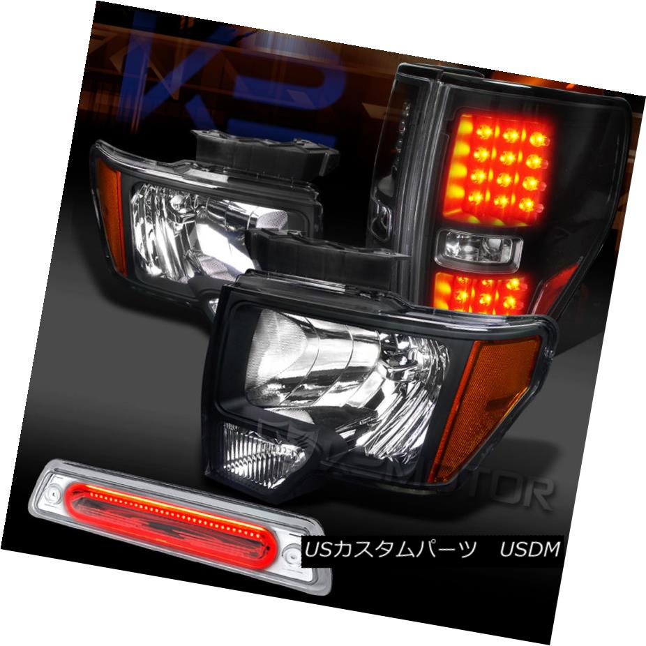 テールライト 09-14 F150 Black Headlights+Rear LED Tail Lamps+Clear LED 3rd Brake 09-14 F150ブラックヘッドライト+リア r LEDテールランプ+クリアLED第3ブレーキ 【並行輸入品】