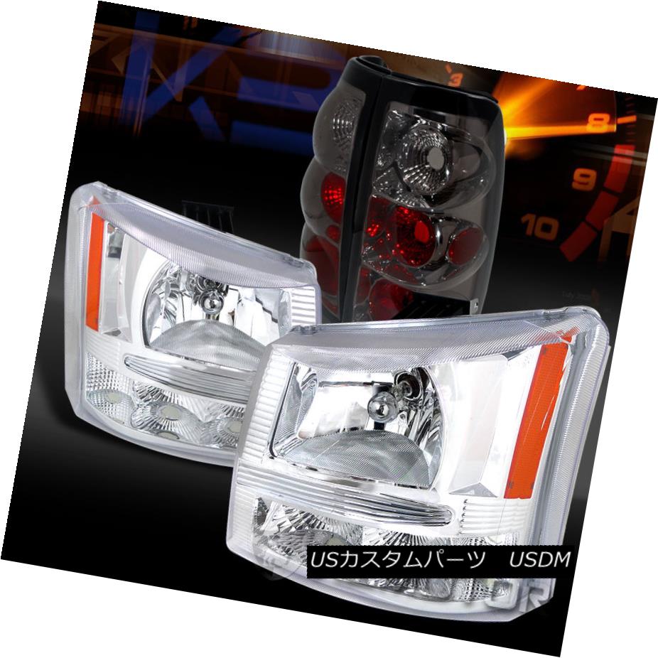 テールライト 03-06 Chevy Silverado 1500 Pickup Chrome Headlights+Smoke Tail Lamps 03-06 Chevy Silverado 1500ピックアップクロームヘッドライト+スモーキー keテールランプ 【並行輸入品】