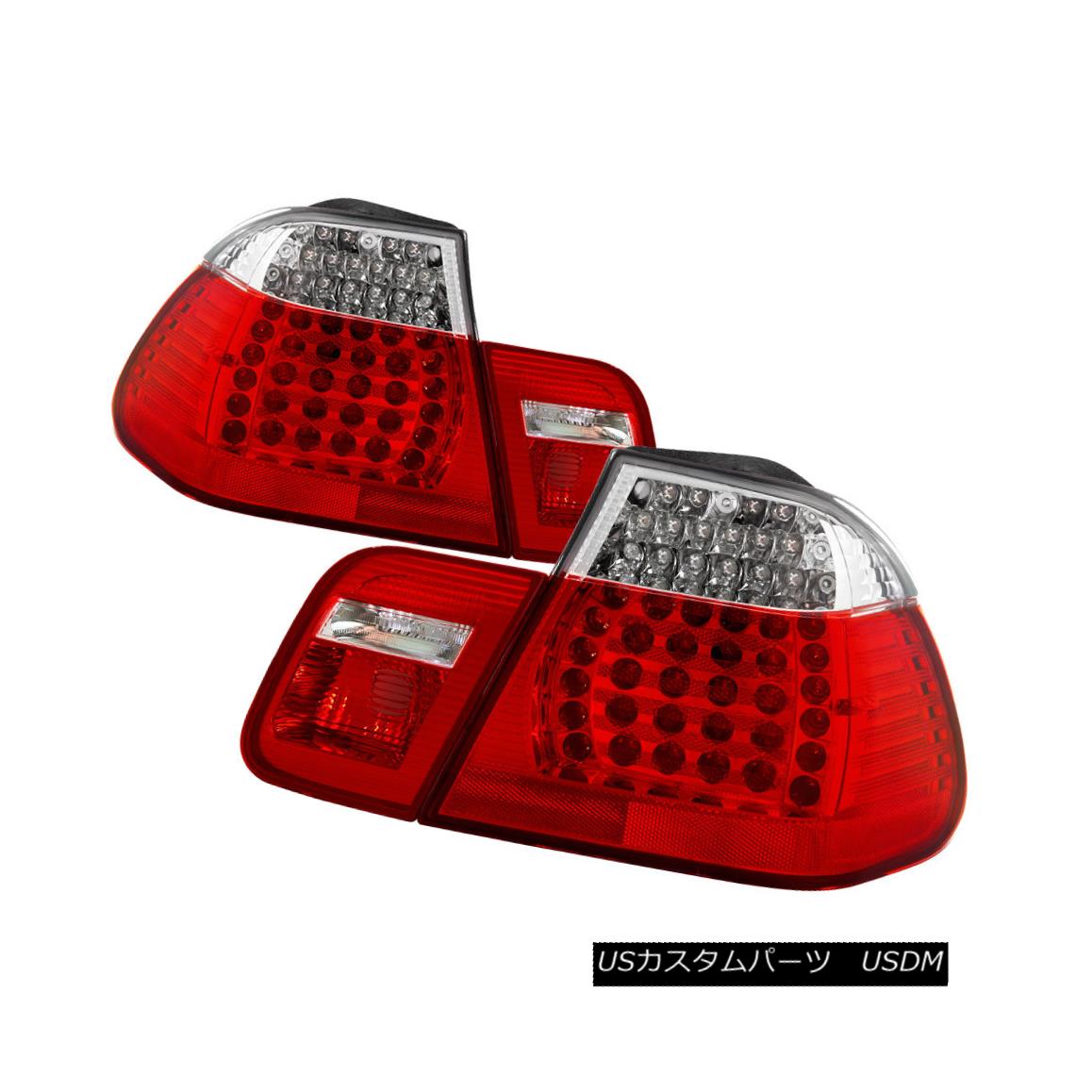 テールライト BMW 02-05 E46 4dr Red Clear LED Rear Tail Brake Lights Set 4 Door 325i 330i 320i BMW 02-05 E46 4drレッドクリアLEDリアテールブレーキライト4ドアセット325i 330i 320i 【並行輸入品】
