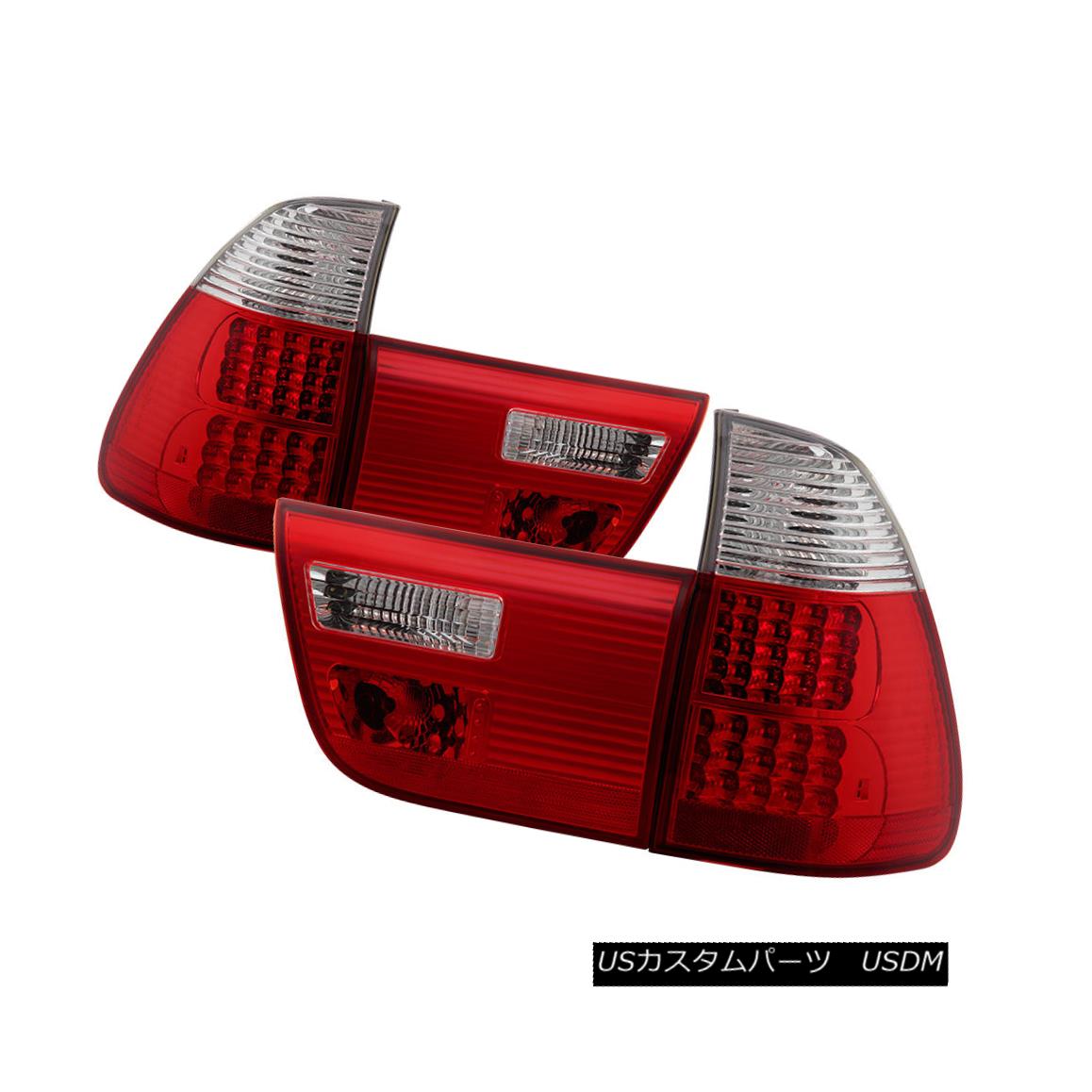 テールライト BMW 00-06 X5 E53 Red Clear LED Rear Tail Brake Lights Set 3.0i 4.4i 4.8is BMW 00-06 X5 E53レッドクリアLEDリアテールブレーキライトセット3.0i 4.4i 4.8is 【並行輸入品】