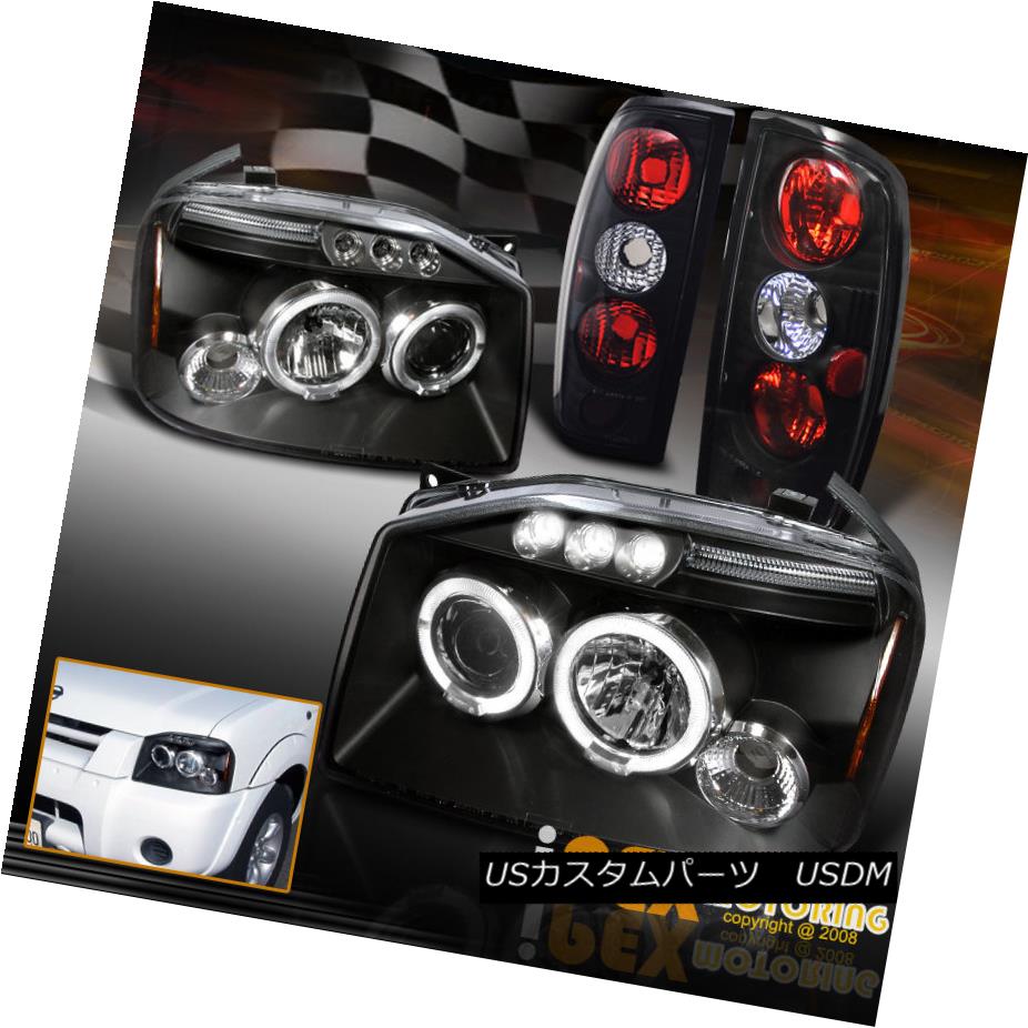 テールライト For 2001-2004 Nissan Frontier Halo Projector LED Headlights + Tail Lights Black 2001-2004日産フロンティアヘイロープロジェクターLEDヘッドライト+テールライトブラック 【並行輸入品】