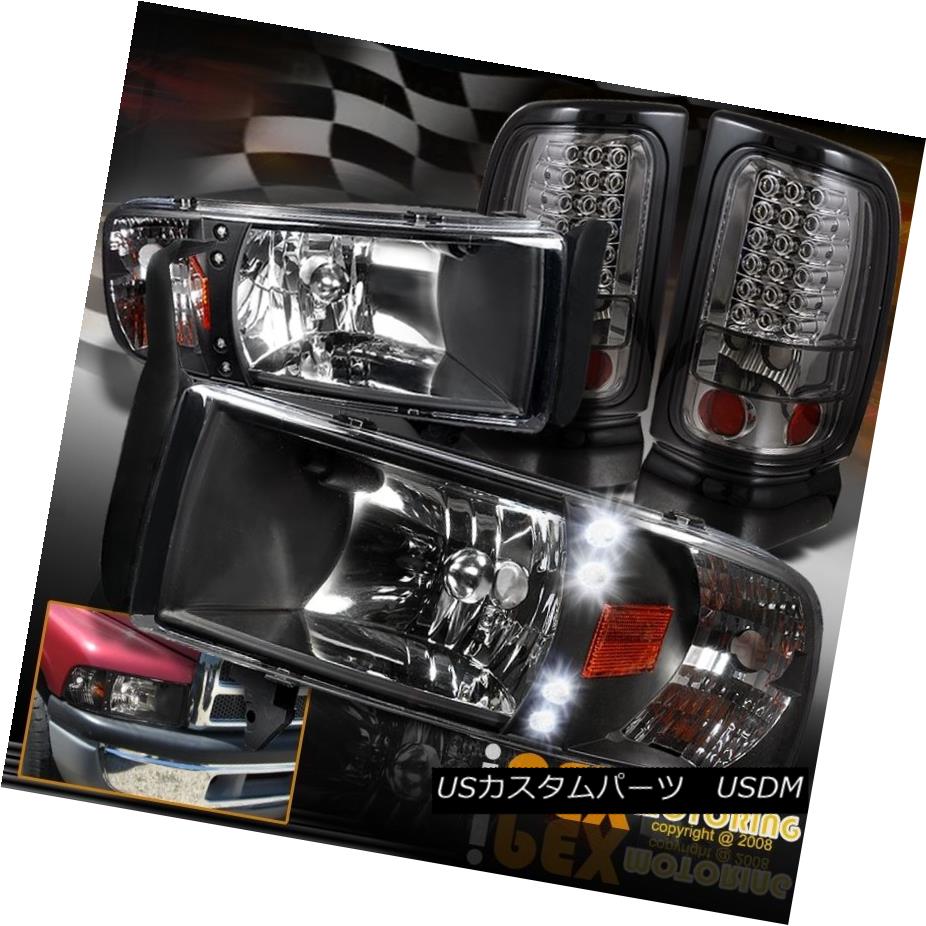 テールライト Dodge 94-01 Ram 1500 2500 3500 LED Black Headlight W/Signal+LED Smoke Tail Light Dodge 94-01 Ram 1500 2500 3500 LEDブラックヘッドライトW /信号+ LEDスモークテールライト 【並行輸入品】