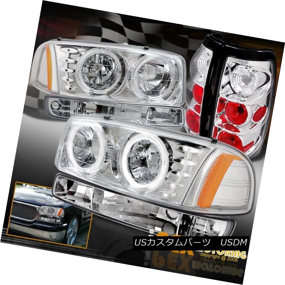 テールライト 1999-2003 GMC Sierra 1500/2500/2500HD Halo LED Chrome Headlights W/ Tail Light 1999-2003 GMC Sierra 1500/2500/2500 HD Halo LEDクロームヘッドライトテールライト 【並行輸入品】
