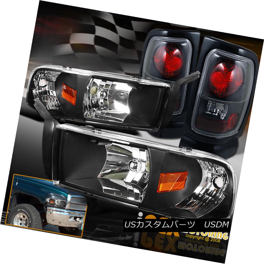 テールライト For 1994-2001 Dodge Ram 1500 2500 3500 Headlights W/ Signals + Tail Lights Black 1994-2001 Dodge Ram 1500 2500 3500ヘッドライトW /シグナル+テールライトブラック 【並行輸入品】