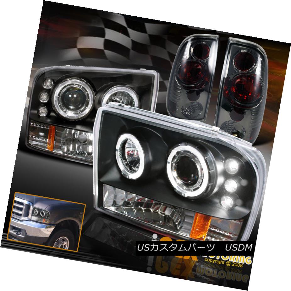 テールライト Black 99-04 Ford F250 Super-Duty Halo LED Projector Head Light+Smoke Tail Lamps ブラック99-04 Ford F250スーパーデューティーハローLEDプロジェクターヘッドライト+煙テールランプ 【並行輸入品】