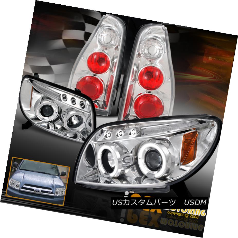 テールライト 2003-2005 Toyota 4Runner Halo Rim Projector LED Headlights + Tail Lights Chrome 2003-2005トヨタ4Runner HaloリムプロジェクターLEDヘッドライト+テールライトクローム 【並行輸入品】
