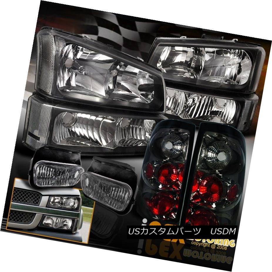 テールライト 03-06 Chevy Silverado 1500 2500 Black Headights+Smoke Tail Lights+Fog Light Set 03-06 Chevy Silverado 1500 2500ブラックヘッドライト+スモーク eTailライト+フォグライトセット 【並行輸入品】