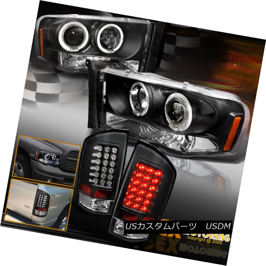 テールライト 2002-2005 Dodge Ram 1500 2500 Halo Projector Headlights + LED Tail Lights Black 2002-2005 Dodge Ram 1500 2500ハロープロジェクターヘッドライト+ LEDテールライトブラック 【並行輸入品】